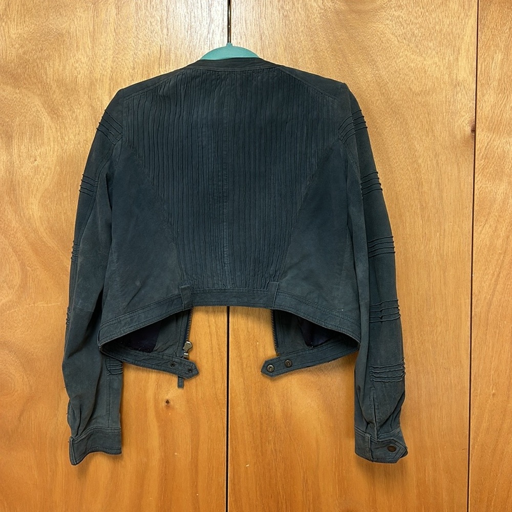 Free People Grey Velvet Bomber Jacket - Picture 2 of 3